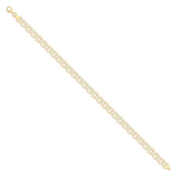 Solid gold fancy link bracelet, 7.80 g — shown at an angle across the frame.