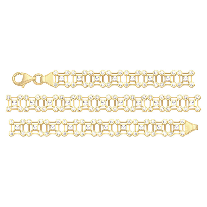 Solid gold fancy link bracelet, 7.80 g — shown in three rows across the frame.