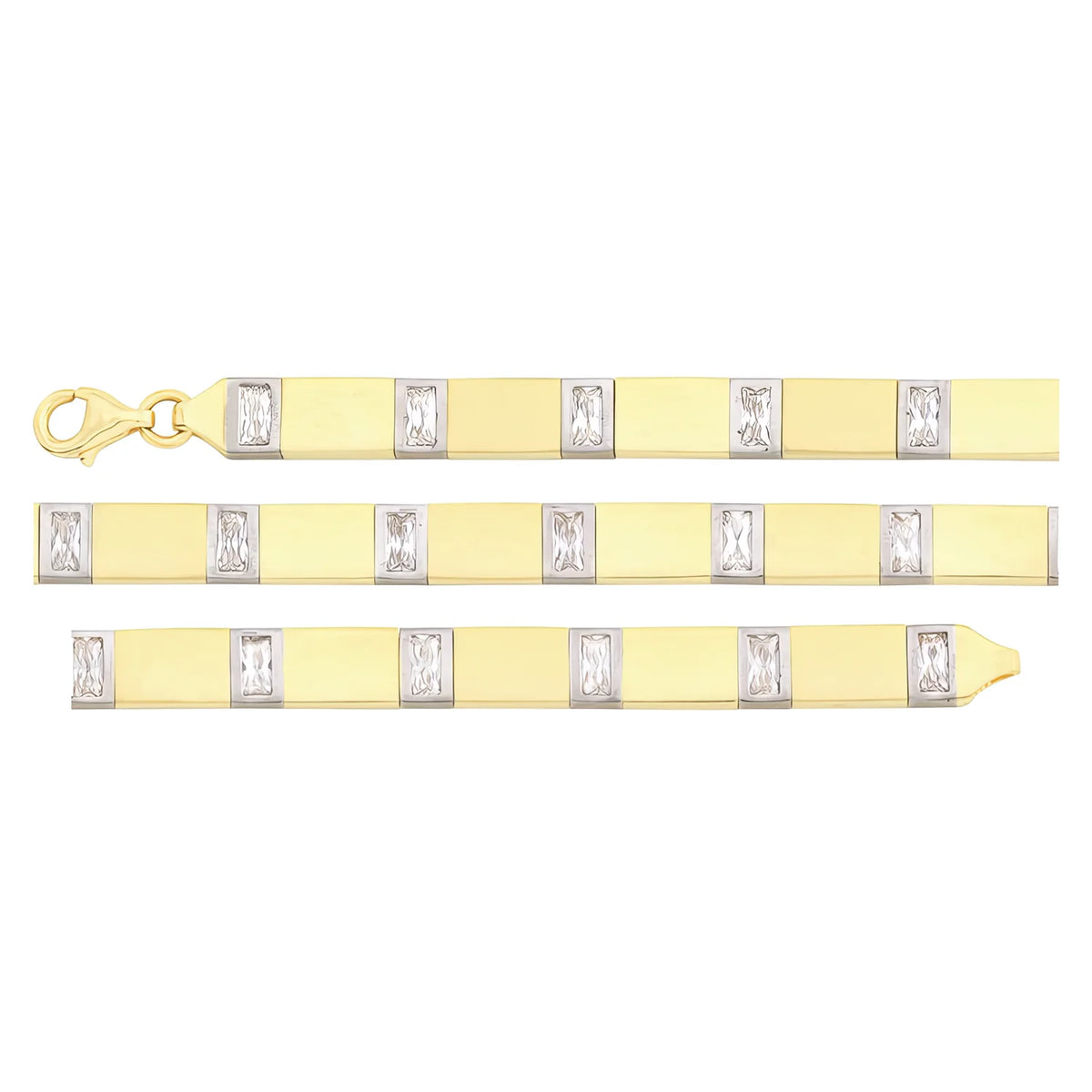 Solid gold id bracelet, 11.35 g — shown in three rows across the frame.