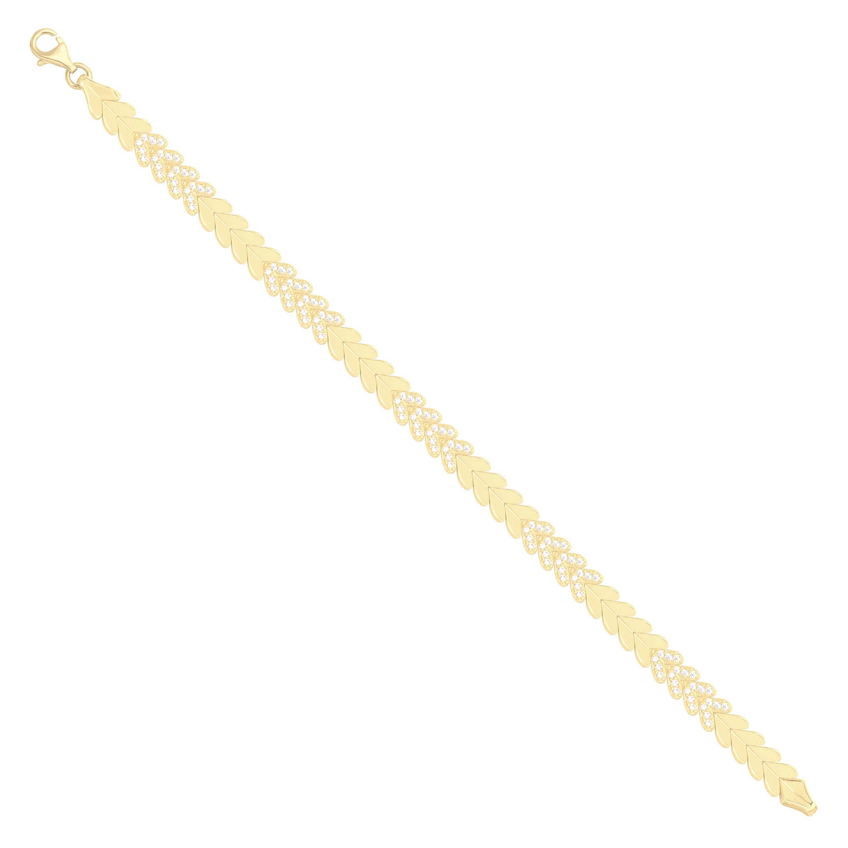 Solid gold herringbone bracelet, 13.35 g — shown at an angle across the frame.