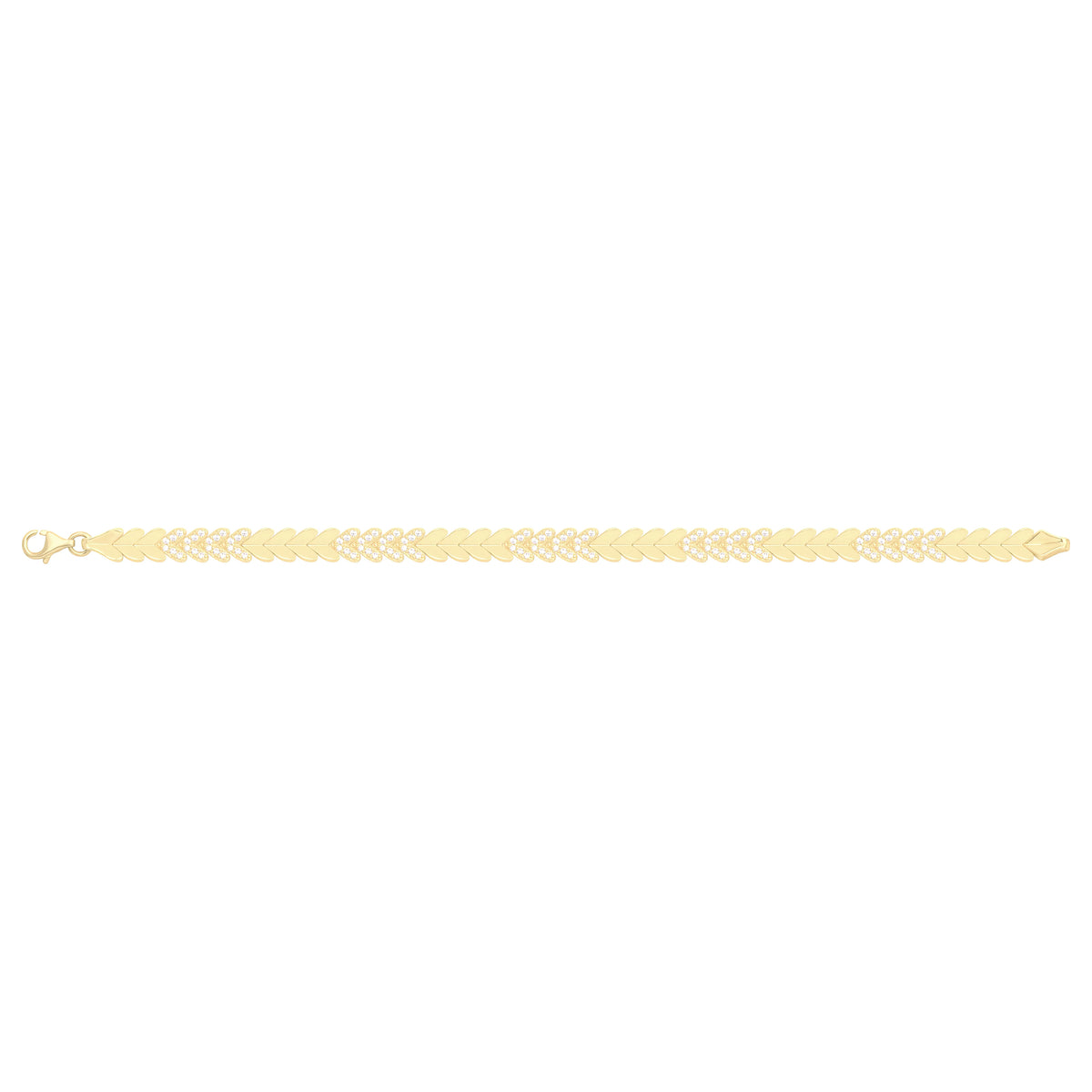 Solid gold herringbone bracelet, 13.35 g — shown square on a plain background.