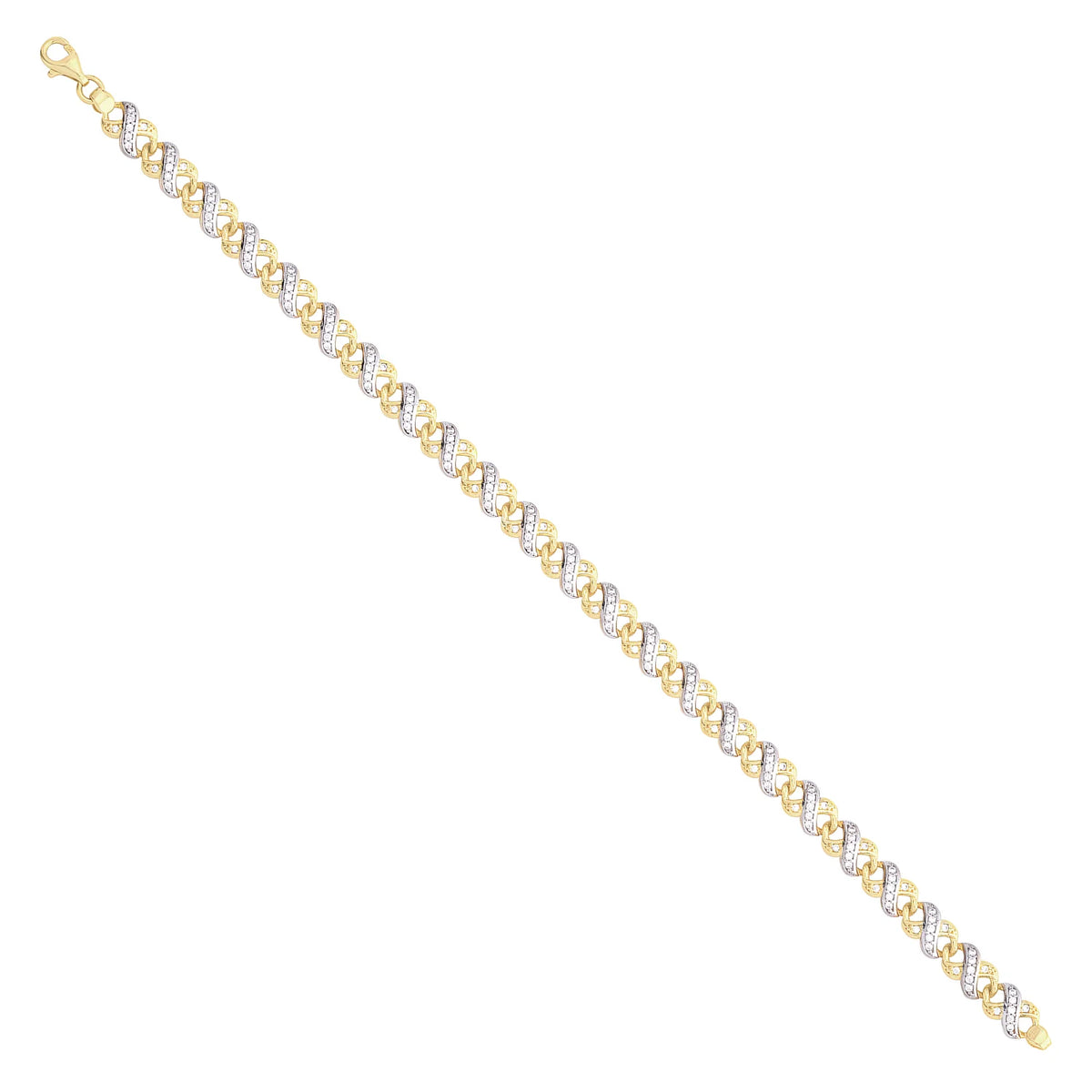 Solid gold fancy link bracelet, 8.65 g — shown at an angle across the frame.