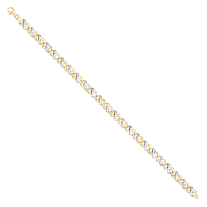 Solid gold fancy link bracelet, 8.65 g — shown at an angle across the frame.