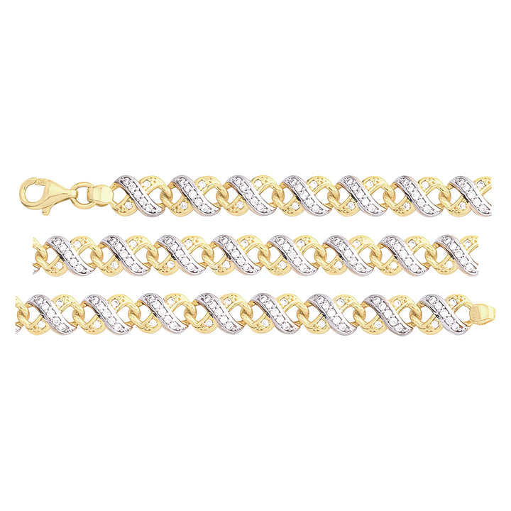 Solid gold fancy link bracelet, 8.65 g — shown in three rows across the frame.