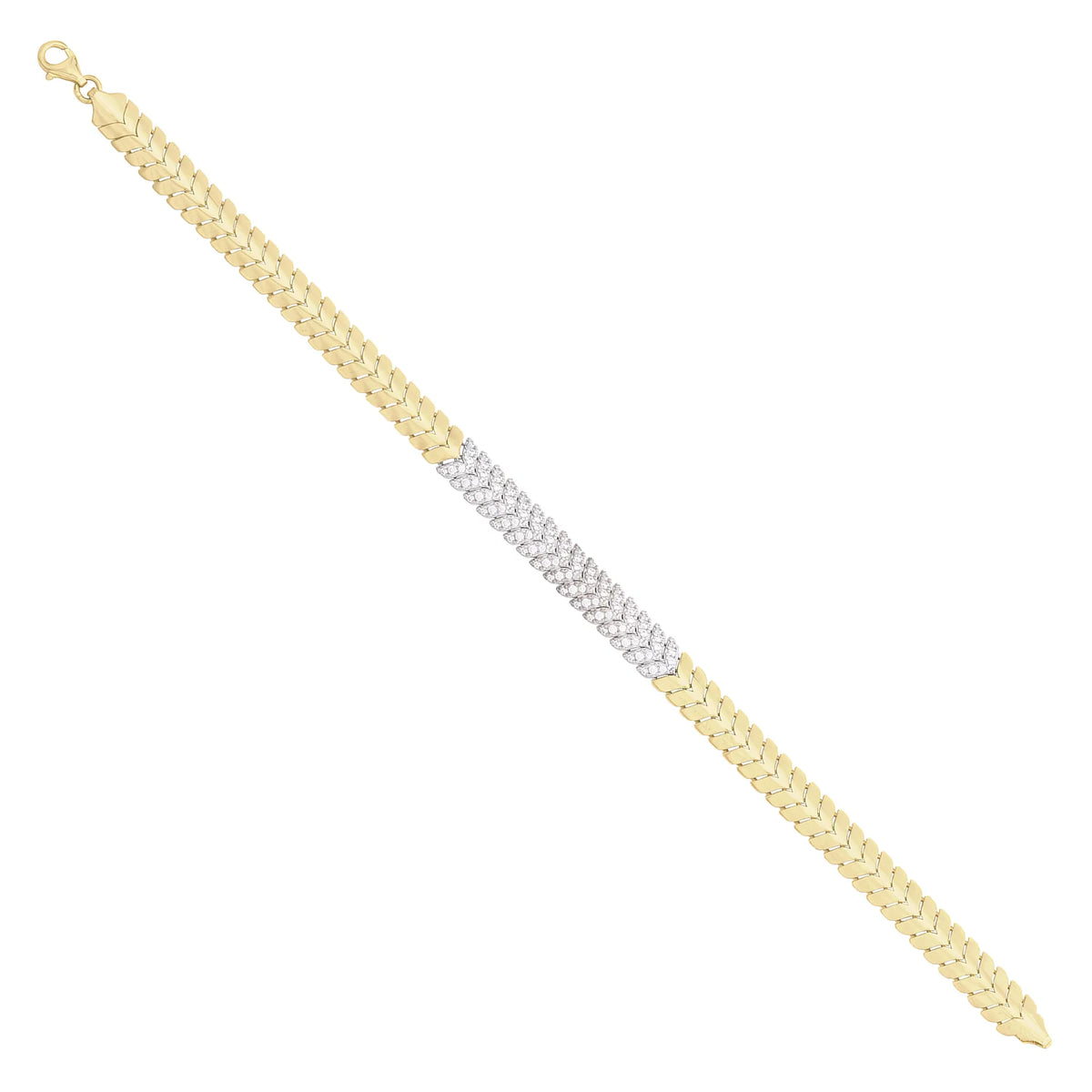 Solid gold herringbone bracelet, 8.95 g — shown at an angle across the frame.