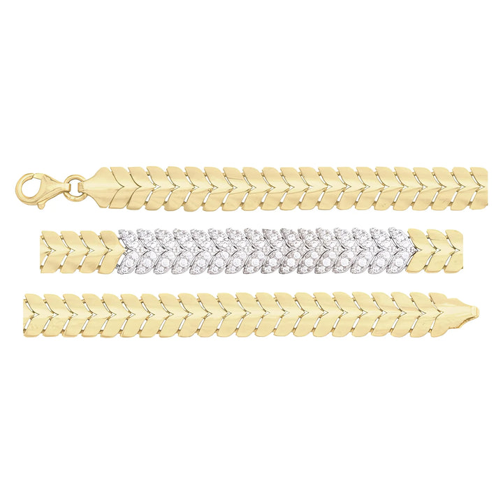 Solid gold herringbone bracelet, 8.95 g — shown in three rows across the frame.