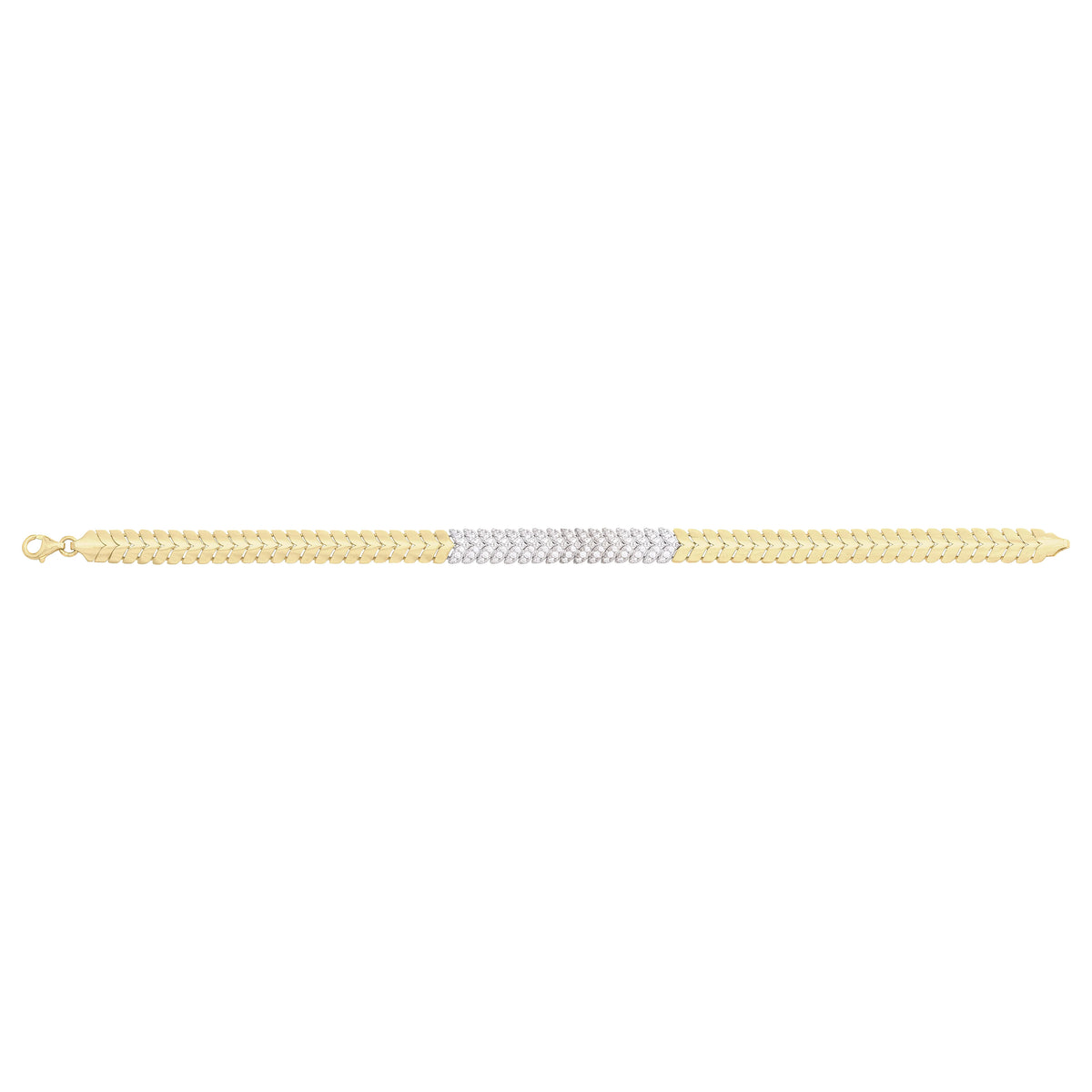 Solid gold herringbone bracelet, 8.95 g — shown square on a plain background.