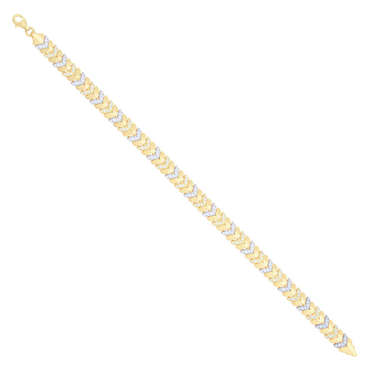 Solid gold herringbone bracelet, 9.90 g — shown at an angle across the frame.
