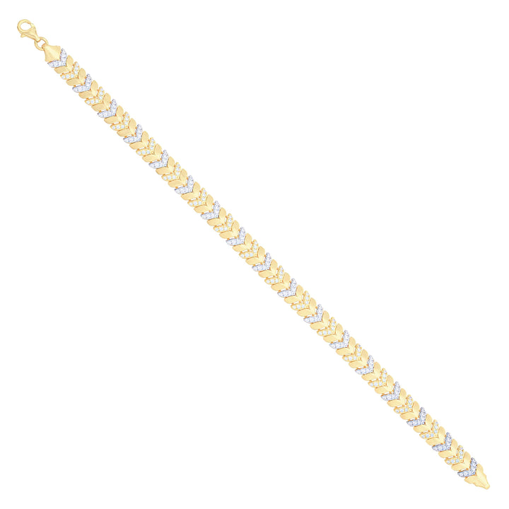 Solid gold herringbone bracelet, 9.90 g — shown at an angle across the frame.