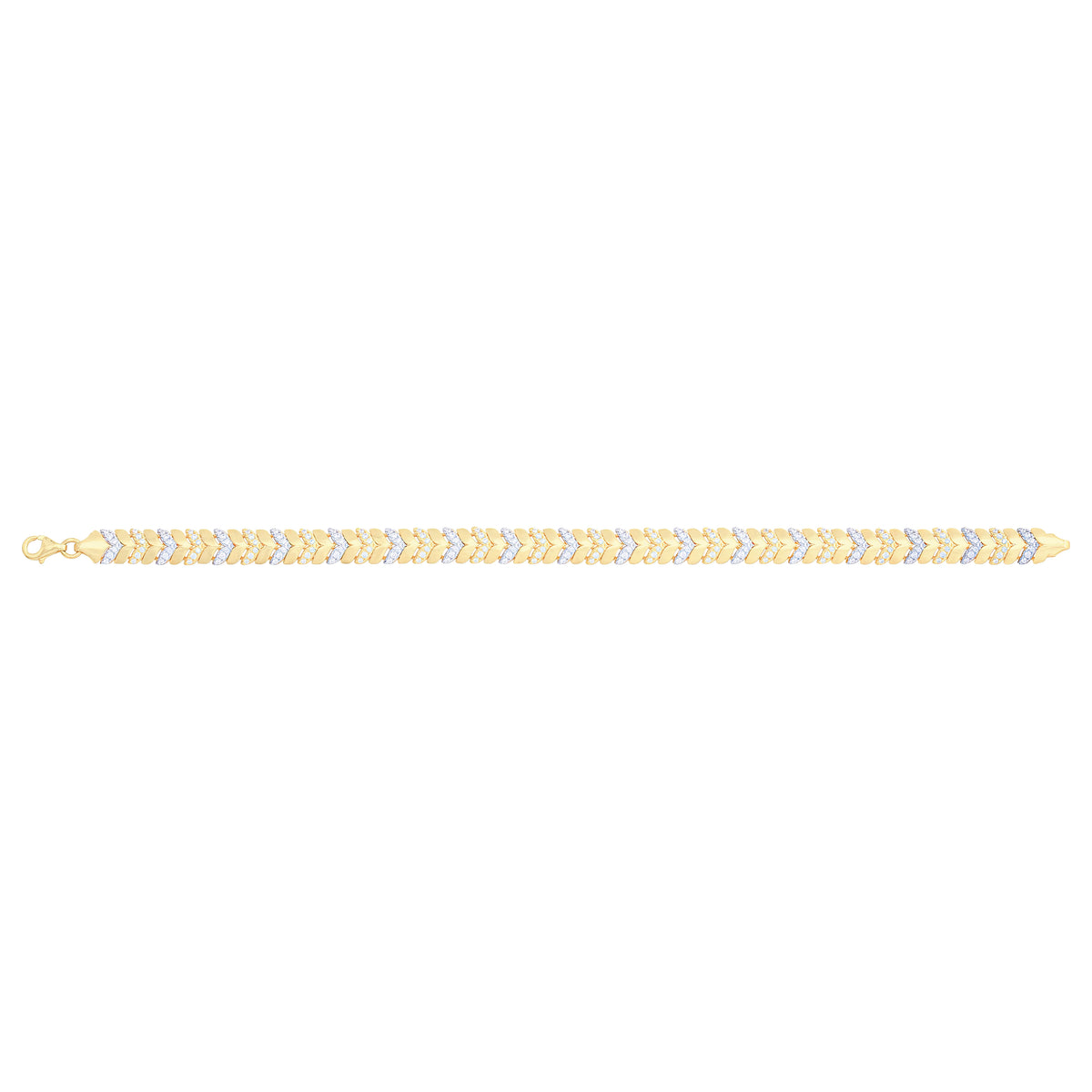 Solid gold herringbone bracelet, 9.90 g — shown square on a plain background.