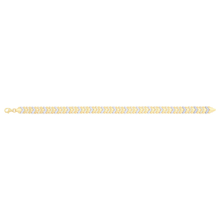 Solid gold herringbone bracelet, 9.90 g — shown square on a plain background.