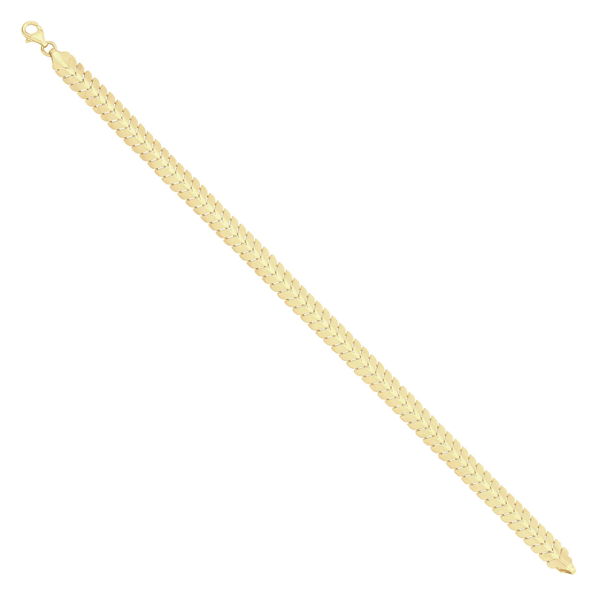 Solid gold herringbone bracelet, 8.55 g — shown at an angle across the frame.