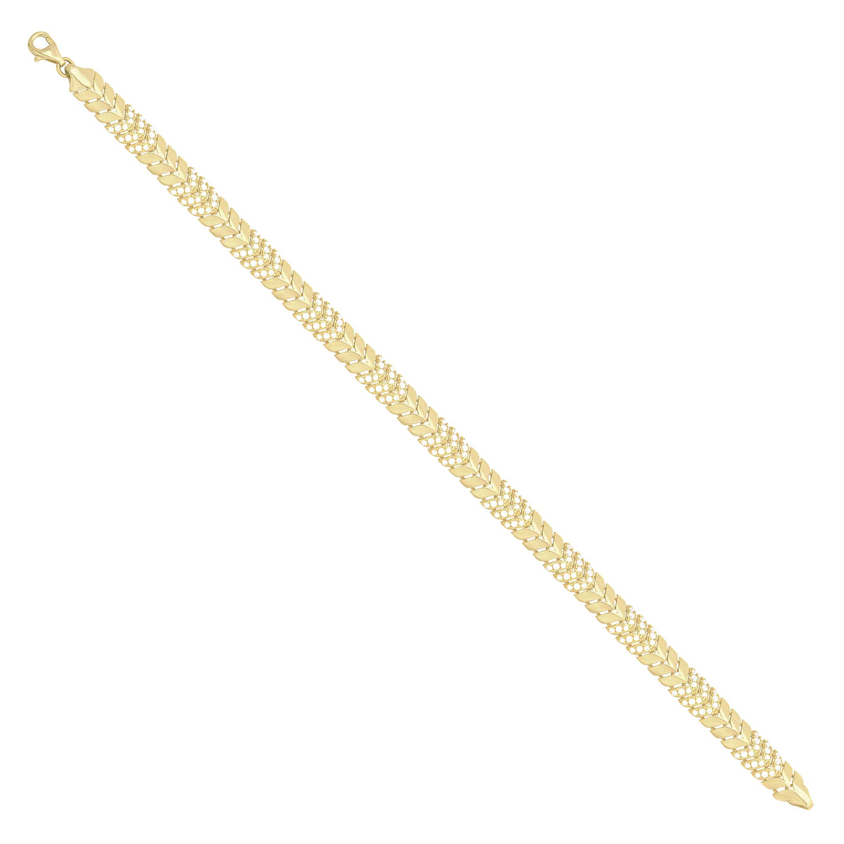 Solid gold herringbone bracelet, 8.50 g — shown at an angle across the frame.
