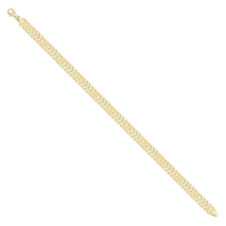 Solid gold herringbone bracelet, 8.50 g — shown at an angle across the frame.