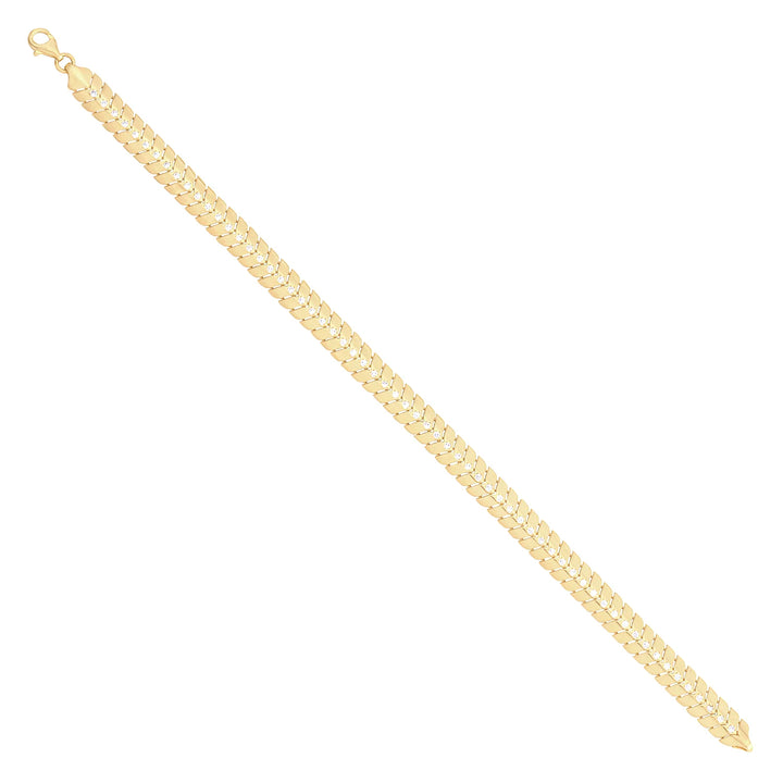 Solid gold herringbone bracelet, 9.05 g — shown at an angle across the frame.