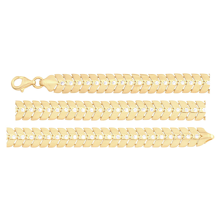Solid gold herringbone bracelet, 9.05 g — shown in three rows across the frame.