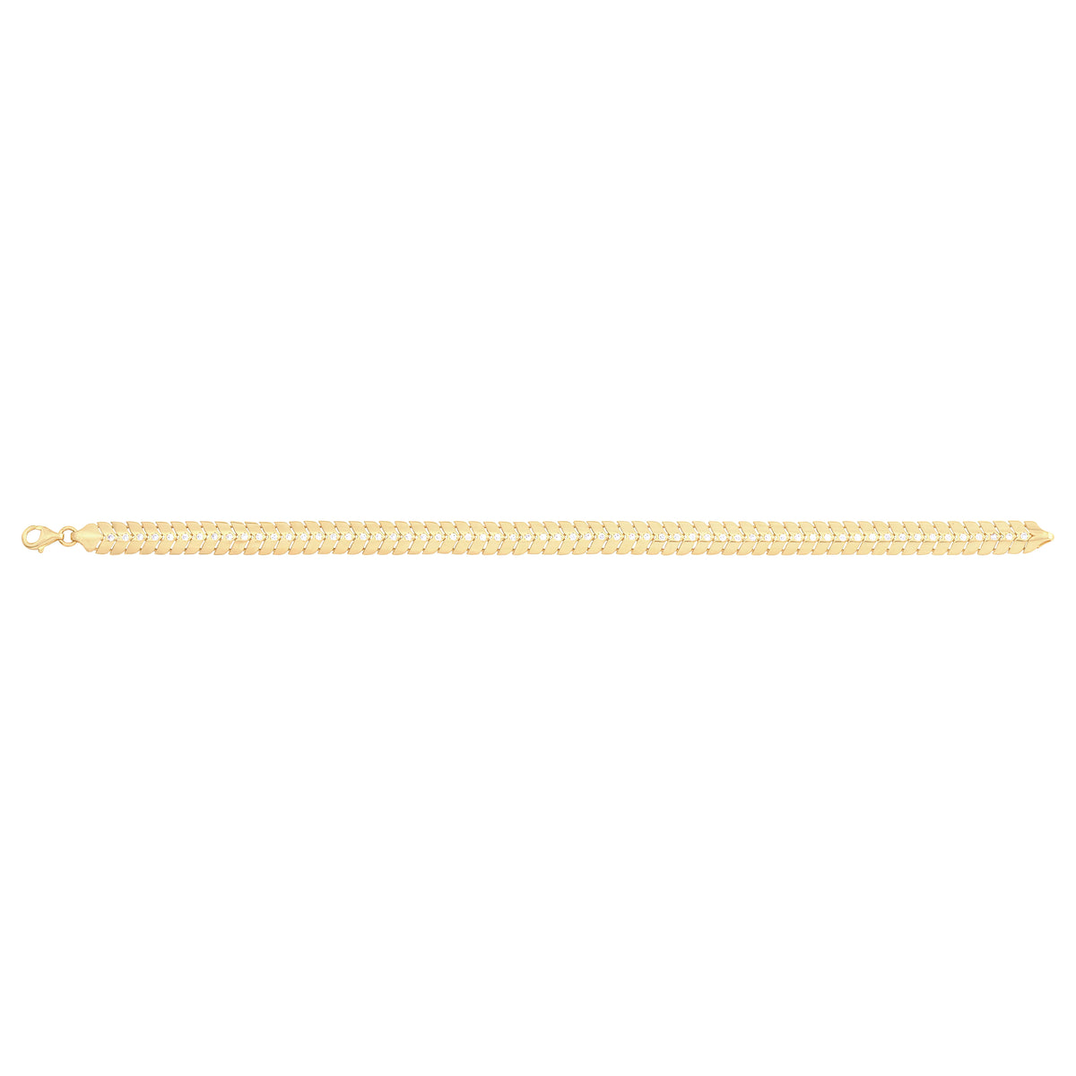 Solid gold herringbone bracelet, 9.05 g — shown square on a plain background.