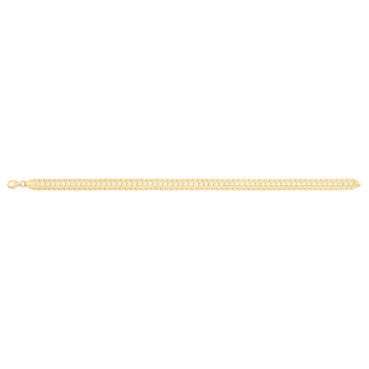Solid gold herringbone bracelet, 9.05 g — shown square on a plain background.