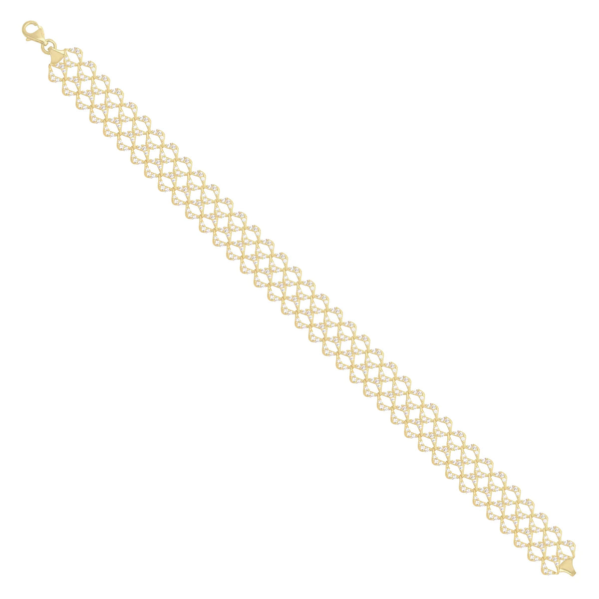 Solid gold tennis bracelet, 8.90 g — shown at an angle across the frame.