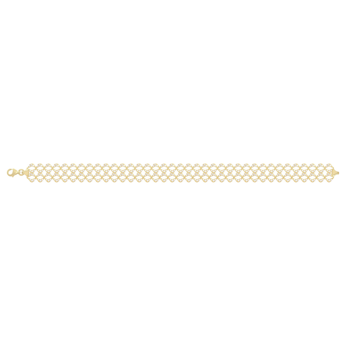 Solid gold tennis bracelet, 8.90 g — shown square on a plain background.