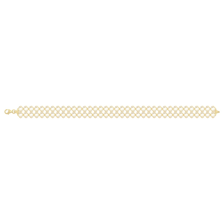 Solid gold tennis bracelet, 8.90 g — shown square on a plain background.