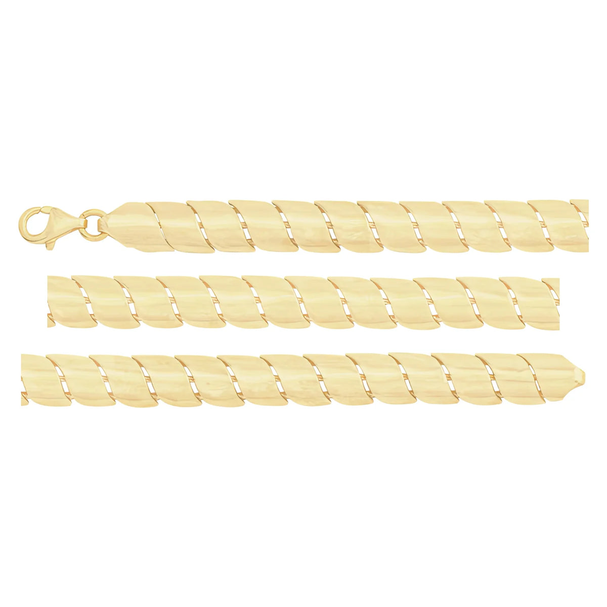 Solid gold braided bracelet, 10.60 g — shown in three rows across the frame.