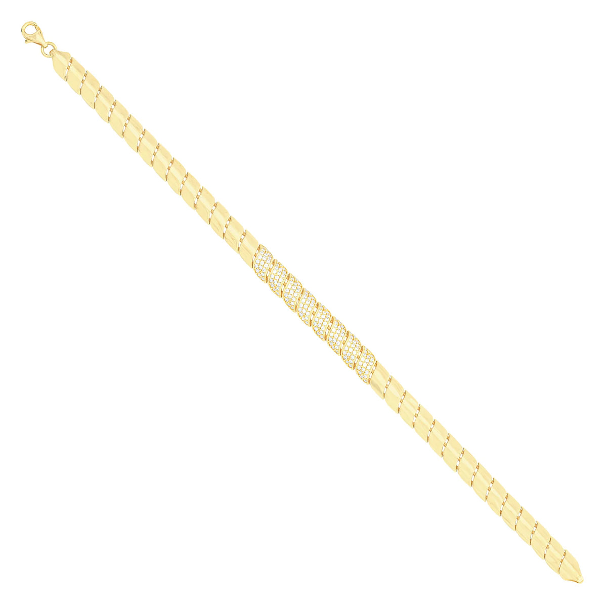 Solid gold braided bracelet, 11.45 g — shown at an angle across the frame.