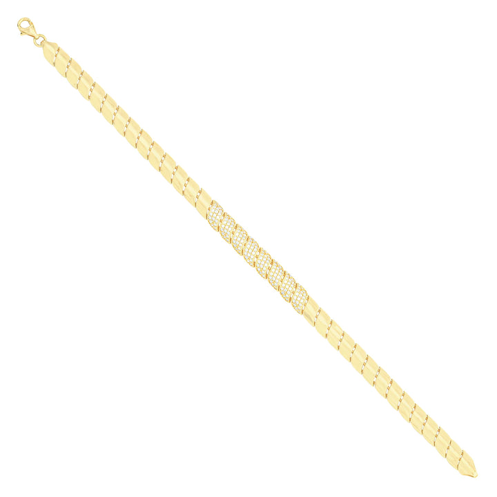 Solid gold braided bracelet, 11.45 g — shown at an angle across the frame.