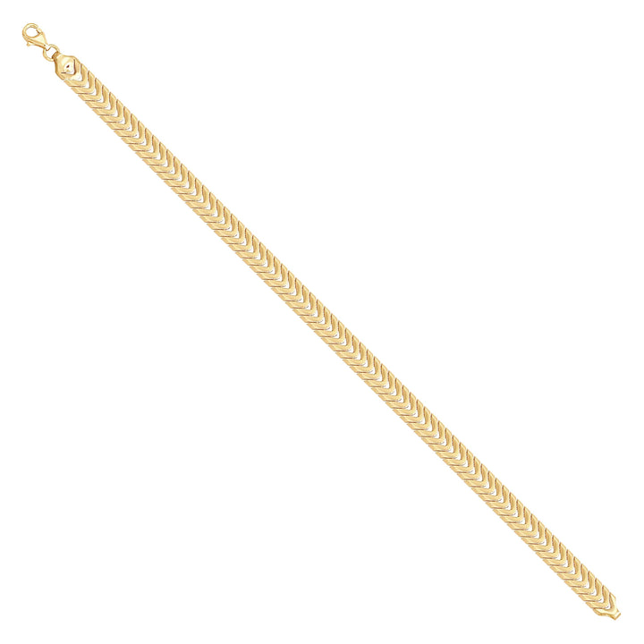 Solid gold herringbone bracelet, 9.50 g — shown at an angle across the frame.