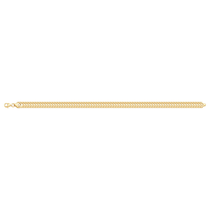 Solid gold herringbone bracelet, 9.50 g — shown square on a plain background.
