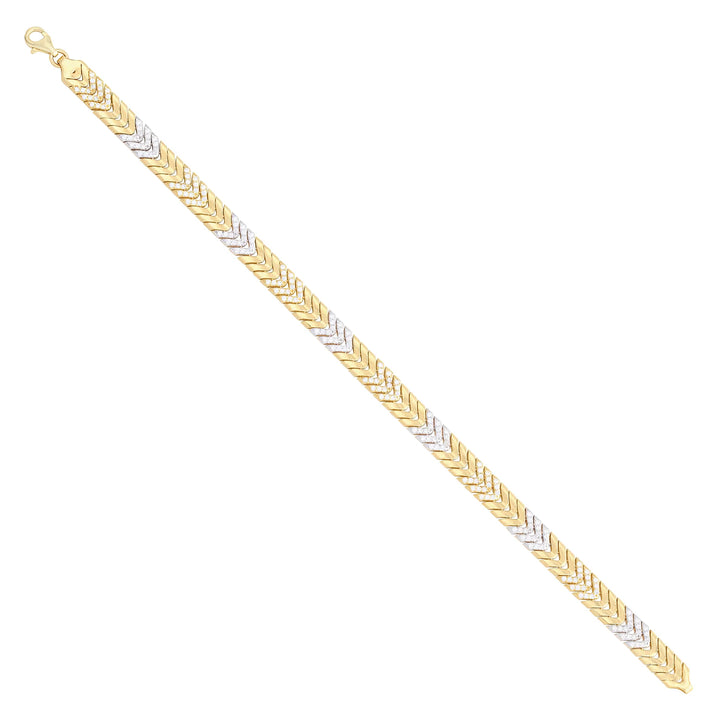 Solid gold herringbone bracelet, 9.50 g — shown at an angle across the frame.