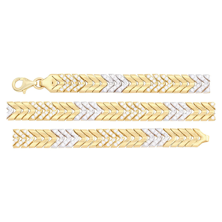 Solid gold herringbone bracelet, 9.50 g — shown in three rows across the frame.