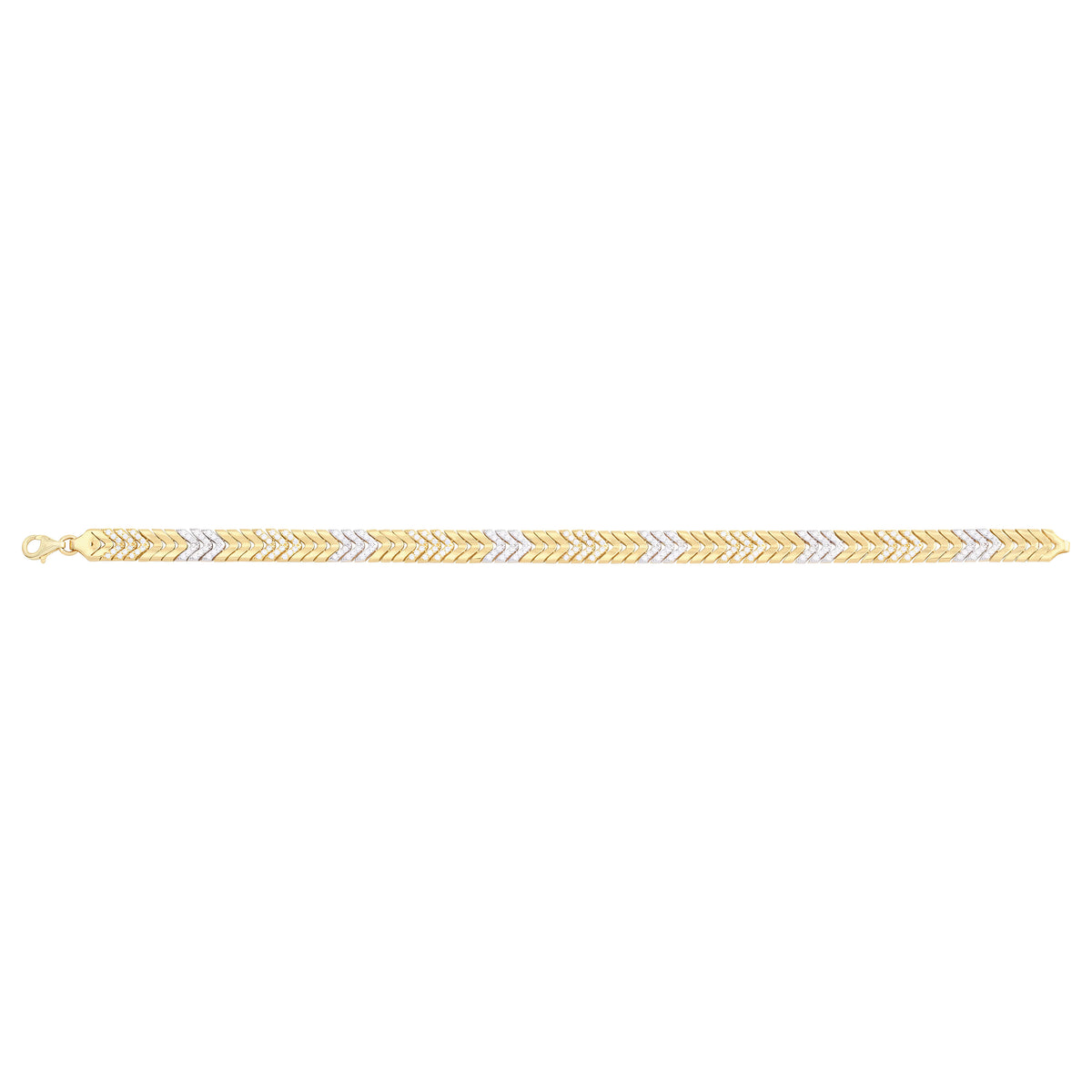 Solid gold herringbone bracelet, 9.50 g — shown square on a plain background.