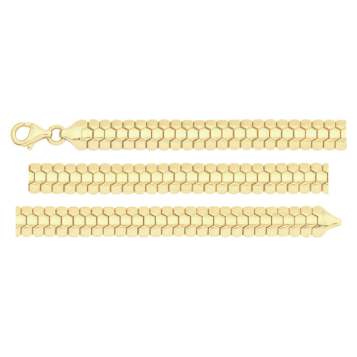 Solid gold honeycomb bracelet, 6.00 g — shown in three rows across the frame.