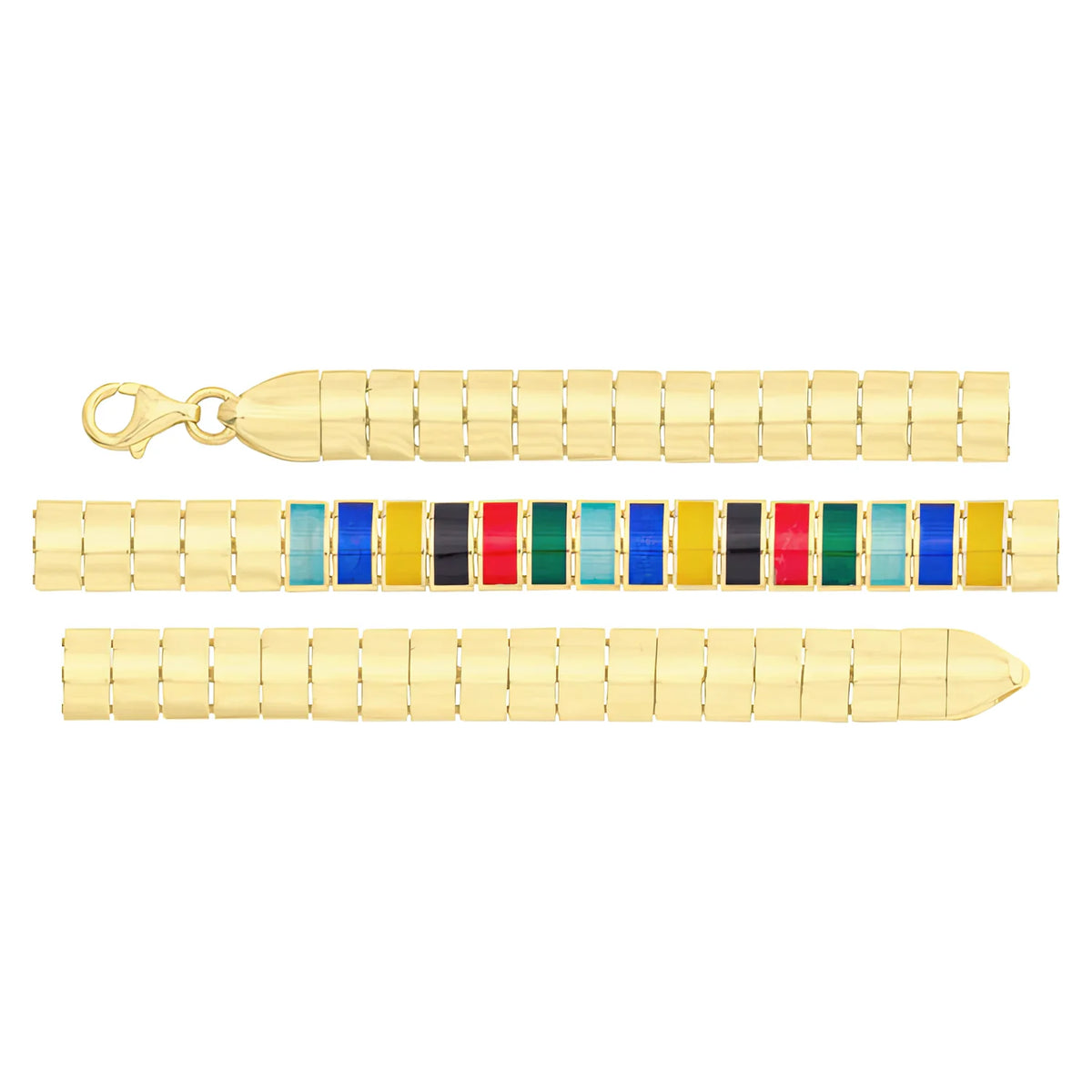 Solid gold id bracelet, 10.95 g — shown in three rows across the frame.