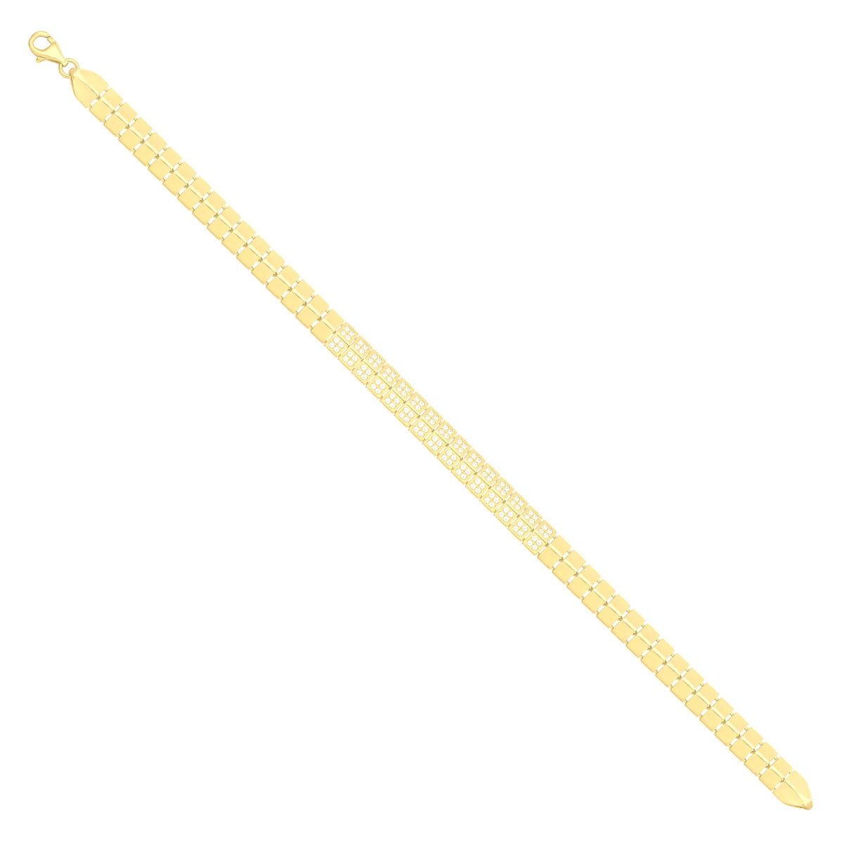 Solid gold brick link bracelet, 8.60 g — shown at an angle across the frame.