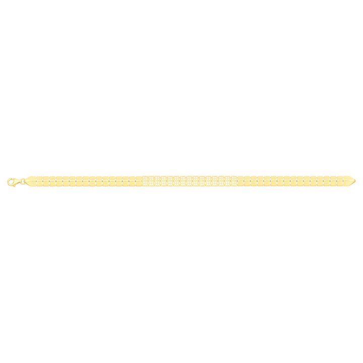 Solid gold brick link bracelet, 8.60 g — shown square on a plain background.