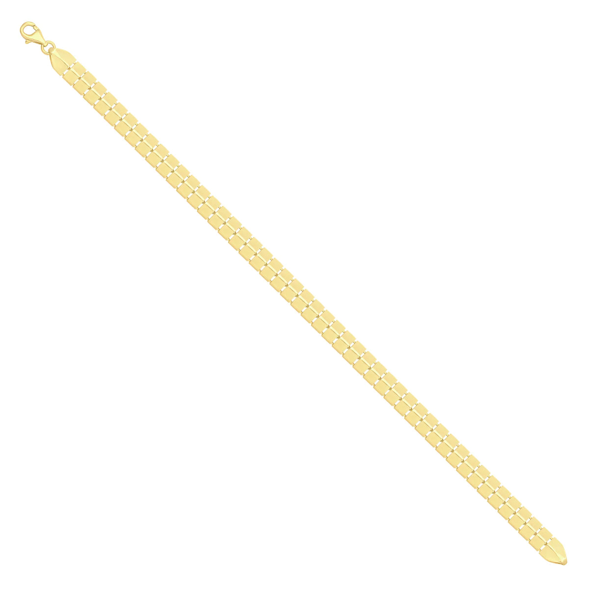 Solid gold brick link bracelet, 8.10 g — shown at an angle across the frame.