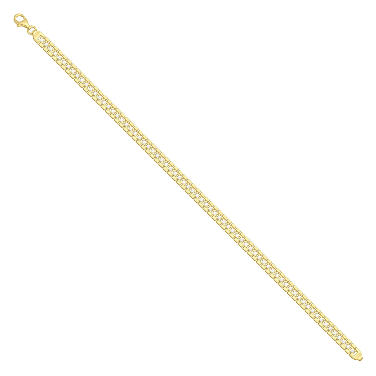 Solid gold brick link bracelet, 7.55 g — shown at an angle across the frame.