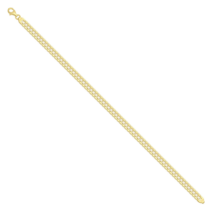 Solid gold brick link bracelet, 7.55 g — shown at an angle across the frame.