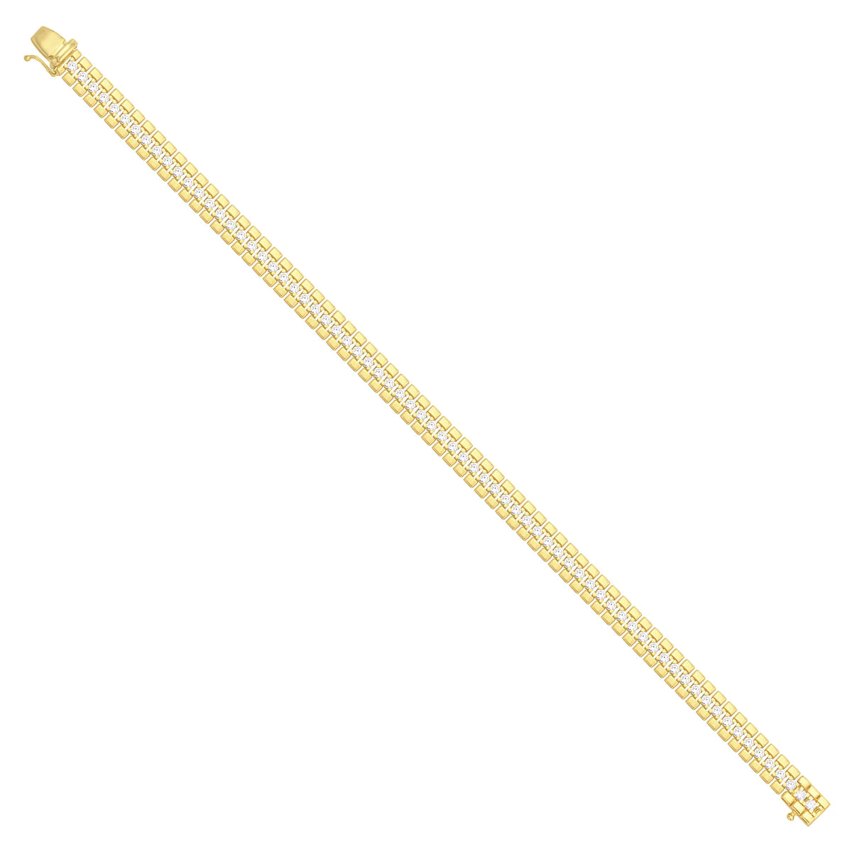 Solid gold bar link bracelet, 9.70 g — shown at an angle across the frame.