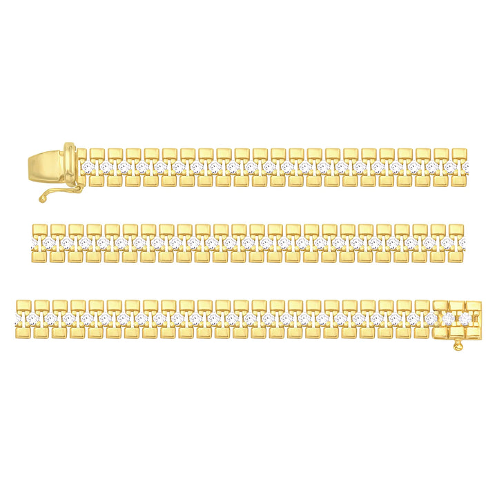 Solid gold bar link bracelet, 9.70 g — shown in three rows across the frame.
