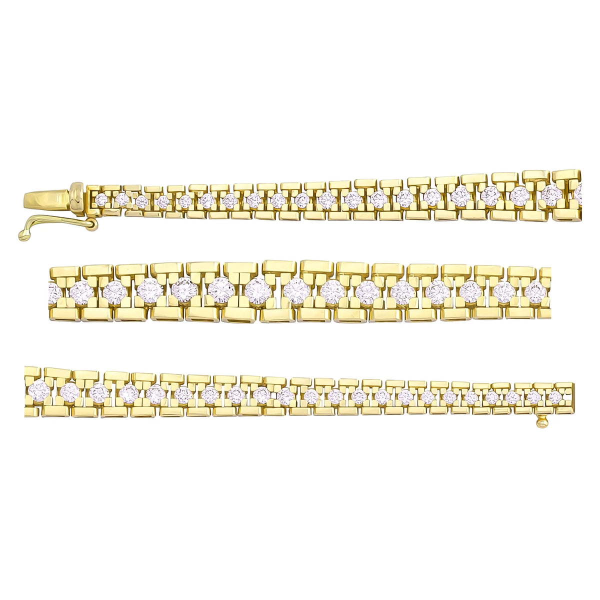 Solid gold bar link bracelet, 13.35 g — shown in three rows across the frame.