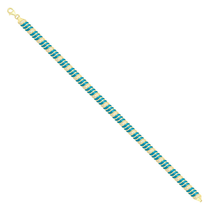 Solid gold fancy link bracelet, 8.55 g — shown at an angle across the frame.