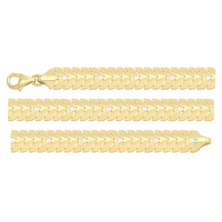 Solid gold herringbone bracelet, 8.80 g — shown in three rows across the frame.