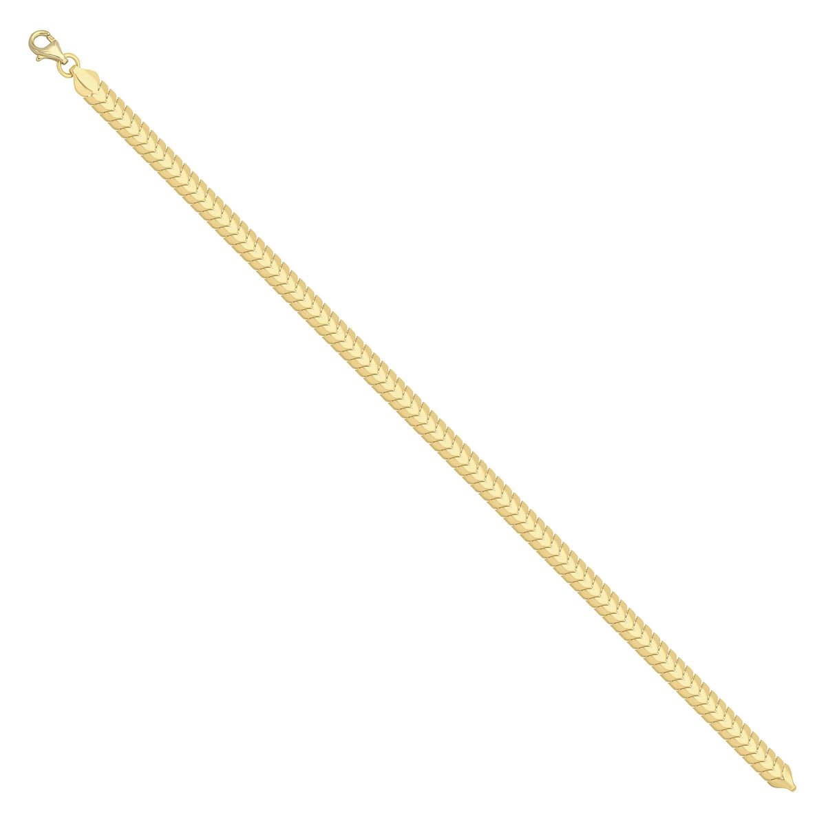 Solid gold herringbone bracelet, 5.50 g — shown at an angle across the frame.