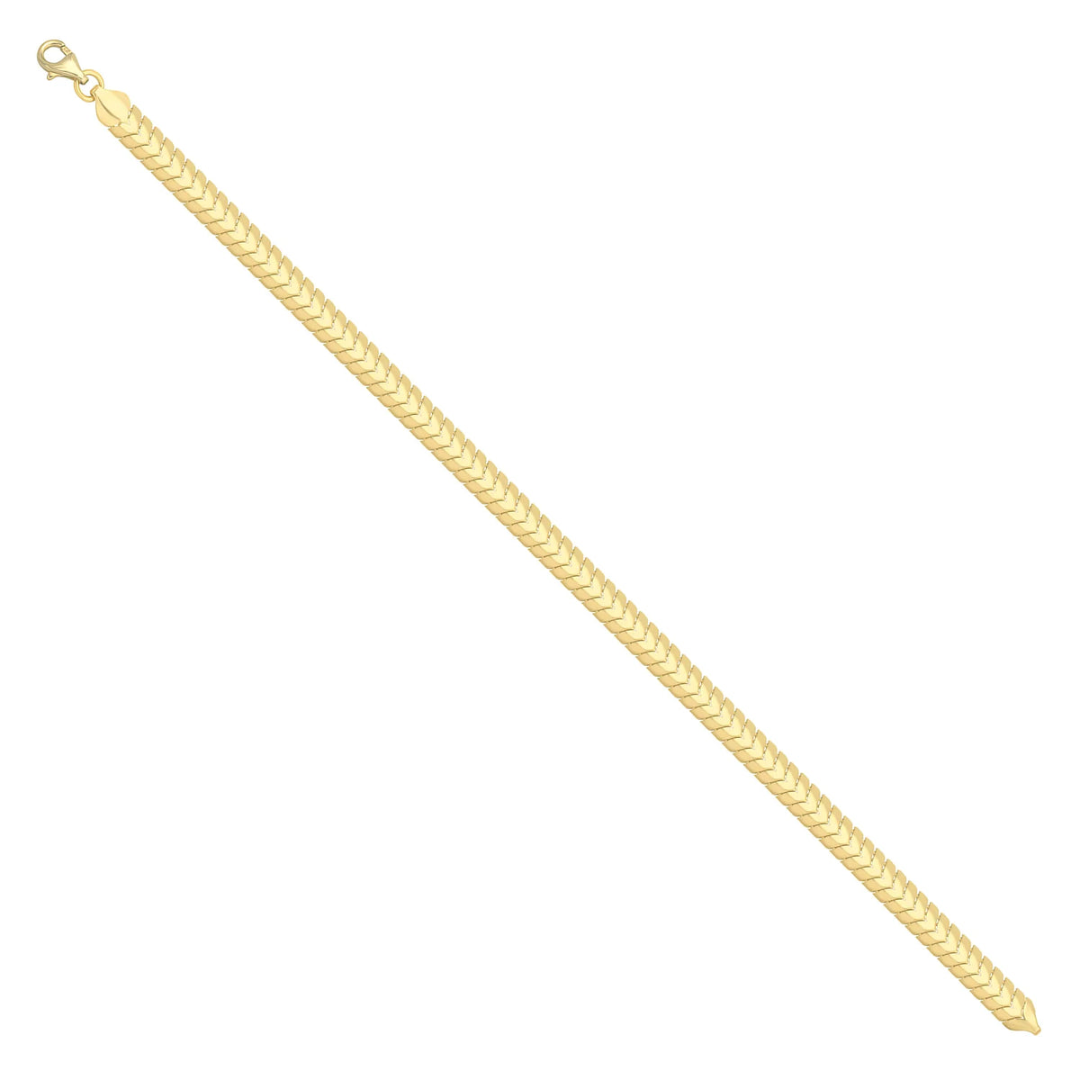 Solid gold herringbone bracelet, 6.50 g — shown at an angle across the frame.