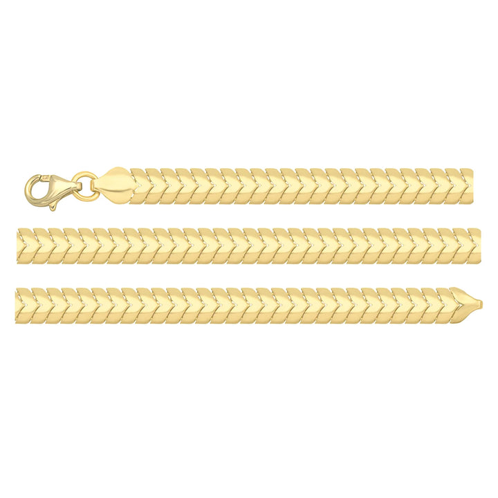 Solid gold herringbone bracelet, 6.50 g — shown in three rows across the frame.