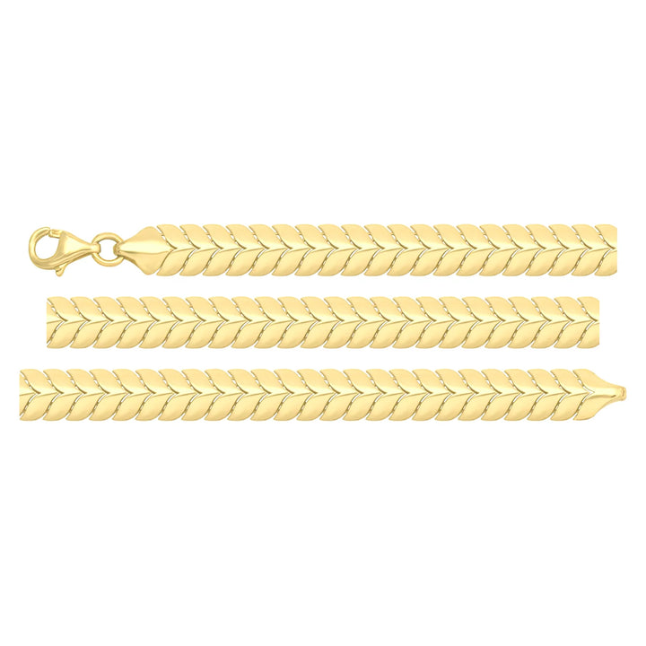 Solid gold herringbone bracelet, 7.75 g — shown in three rows across the frame.
