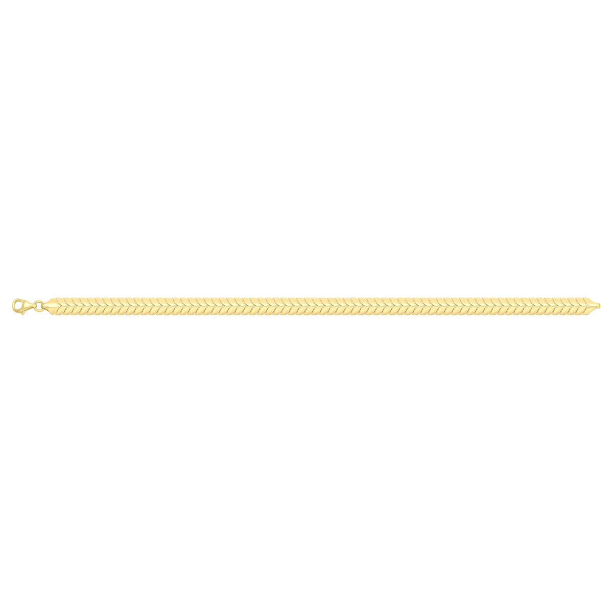 Solid gold herringbone bracelet, 7.75 g — shown square on a plain background.